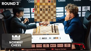 EARTH SHAKING Praggnanandhaa vs Magnus Carlsen  Norway Chess 2024  R3 [upl. by Eynttirb]