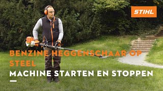 Machine starten en stoppen  STIHL Benzine heggenscharen op steel [upl. by Ashly]