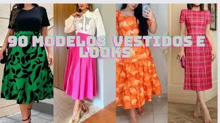 90 MODELOS DE VESTIDOS E LOOKS inspiraçãomodafemininamodavestidos fashion estilo look dicas [upl. by Barthel232]