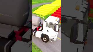 Double Flatbed Trailer Truck vs Speed bumps  Train vs Cars  Tractor vs Train  BeamNG Drive 001 [upl. by Kennedy]