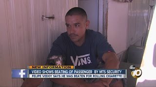 Video shows MTS security beating trolley passenger Man says he was beaten for rolling cigarette [upl. by Aseret]