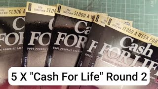 WINNER  ROUND  2  CASH For LIFE x 5 Tickets  OLG Scratch Tix  Wayne Lotto [upl. by Hamon]