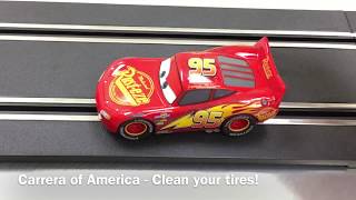 Carrera slot cars  How to clean tires set the brushes and stay on the track [upl. by Emersen582]