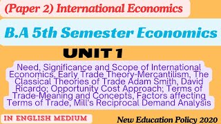 BA 5th Semester Economics Paper 2International EconomicsBA 5th Semester Economics Unit 1Paper 2 [upl. by Publia969]