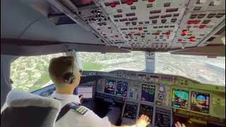 A380 Cockpit view Landing at LAX Airport with ATC  Beautiful Approach [upl. by Ahsam]