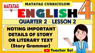 GRADE 4 ENGLISH 4 QUARTER 2 LESSON 2 MATATAG  NOTING IMPORTANT DETAILS OF STORYLITERARY TEXT [upl. by Lynnea]