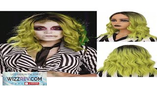 14 Inch Green Bob Wigs For Women Short Wavy Curly Wig Dark Review [upl. by Tomasina]