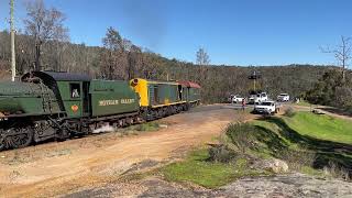 IMG 3402 Hotham Valley Railways W945 F40 5 carriage train to Dwellingup on 4824 Video P Melling [upl. by Dimah]