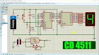 Simulation CD4093 CD4029 CD4511 NE 555 Sur Proteus 8 [upl. by Ellerrehs647]