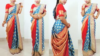 বিয়ে বাড়ি শাড়ী পরা নিউ স্টাইলস  Atpoure Bridal Saree Draping  Bengali Style Saree Draping [upl. by Seraphina793]