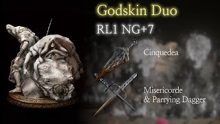 Elden Ring Daggers vs Godskin Duo RL1 NG7 Cinquedea Misericorde Parrying Dagger [upl. by Nalyorf]