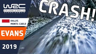 EVANS WRC Crash Rallye MonteCarlo 2019 Elfyn Evans onboard rally crash [upl. by Julina]