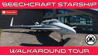 Beechcraft Starship Canard Push Turborpop Executive Aircraft Walkaround generalaviation shorts [upl. by Olocin49]