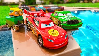 Looking for Disney Pixar Cars On the Rocky Road  Lightning McQueen Mater Dinoco McQueen Mack [upl. by Edson]