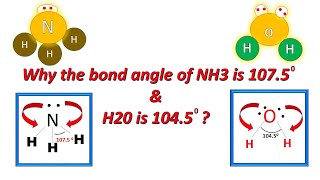 NH3 Pyramidal  H2O Bent  Molecular Shape and Bond Angles  sp3 Hybridization in H2O and NH3 [upl. by Zanahs]