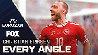 Denmarks Christian Eriksens EMOTIONAL goal vs Slovenia  Every Angle [upl. by Anees]