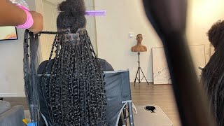 MEDIUM KNOTLESS GODDESS BOHO BOX BRAIDS TUTORIAL  knotlessgoddessboxbraids [upl. by Bainbrudge]