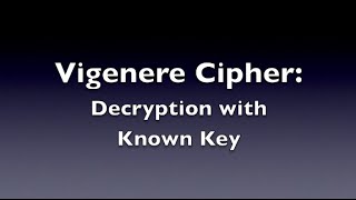 Vigenere Cipher  Decryption Known Key [upl. by Leif242]