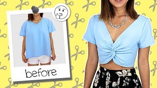 DIY TShirt Transformed into Twisted Crop Top  Coolirpa [upl. by Dralliw]