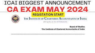 ICAI Latest Announcement  CA Exam May 2024 [upl. by Lerej]