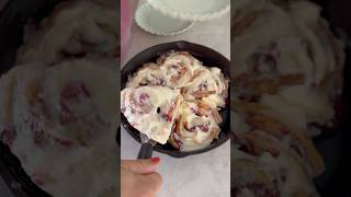 Cranberry cinnamon rolls cinnamonrolls cranberrysauce thanksgivingleftovers [upl. by Ahsienod]