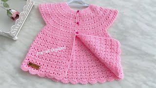 Crocheted Easy and Beautiful Baby Vest Tığ işi Kolay ve Güzel Bebek Yeleği612 ay [upl. by Yedarb]