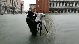 Saint Marks Square Underwater After Flooding in Venice [upl. by Lesley634]