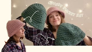 Super easy chunky bucket hat  CROCHET TUTORIAL [upl. by Ayoted]