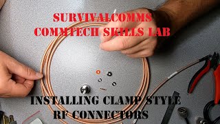 Installing clamp style RF connectors  Type N on RG142 cable RG58 RG223 RF industries RFN1000N [upl. by Annatsirhc]