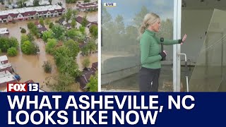 Live report Looking at damages Storm Helene left in Asheville NC  FOX 13 Seattle [upl. by Desiree]