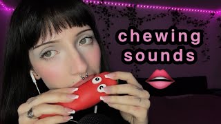 Chewing on fake food mouth sounds  tapping ASMR [upl. by Nollaf]