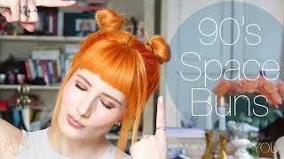 90s SPACE BUNS FOR SHORT HAIR  HairByMegs  Wonderful You [upl. by Ellemac135]