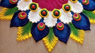 Beautiful amp colorful rangoli for festival Simple rangoli design Beginners rangoli design [upl. by Sakmar611]