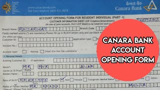 Canara Bank Account Opening Form Fill Up  How To Fill Up Canara Bank Savings Account Opening Form [upl. by Soloman501]