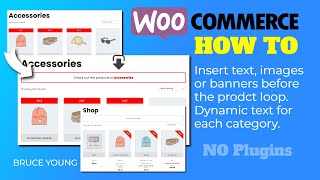 Insert content before the product loop WooCommerce  Target the shop a category  no plugins [upl. by Welby]