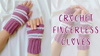 Crochet Striped Fingerless Gloves  Crochet Fingerless Gloves Tutorial  Chenda DIY [upl. by Kwabena]