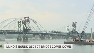 Illinoisbound old I74 Bridge crashes down [upl. by Ornstead747]