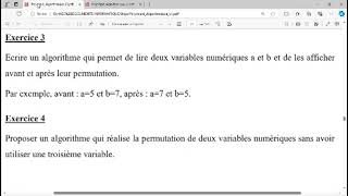 Corriger des Exercices algorithme Permutation de Variables avec ou sans Variable Temporaire [upl. by Ycniuq]