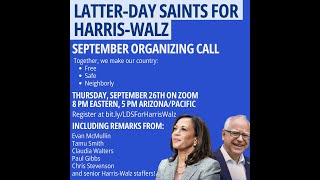 LDS for HarrisWalz National Organizing Call  26 September 2024 [upl. by Rehprotsirhc]