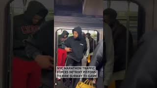 NYC MARATHON TRAFFICFORCES DETROIT PISTONS TO RIDE SUBWAY TO GAME [upl. by Eidnim]