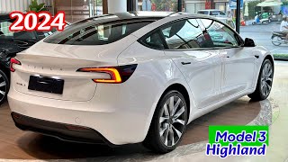 New 2024  Tesla Model 3 Highland  White Color  Exterior and Interior Details [upl. by Boak]