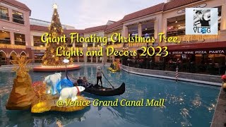 Giant Floating Christmas Tree Lights and Decors 2023 at Venice Grand Canal Mall christmasdecor2023 [upl. by Telrahc163]