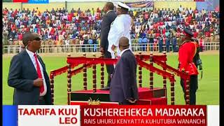 How President Kenyatta arrived at Kinoru Stadium for MadarakaDay2018 [upl. by Duwalt129]