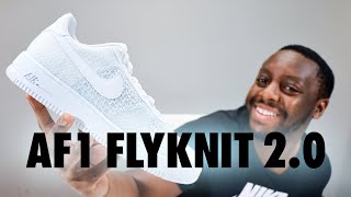 Air Force 1 Flyknit 20 White Platinum On Foot Sneaker Review QuickSchopes 667 Schopes AV3042 100 [upl. by Odnumyar]