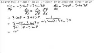 Parametric Equations 2 Differential Calculus from Alevel Maths Tutor [upl. by Kcirrag]