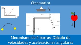 Mecanismo de cuatro barras Cálculo de velocidades angulares y aceleraciones angulares [upl. by Nylorahs89]