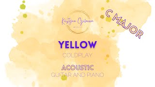 YELLOW Coldplay  acoustic karaoke  guitar and piano C major key [upl. by Tnert]