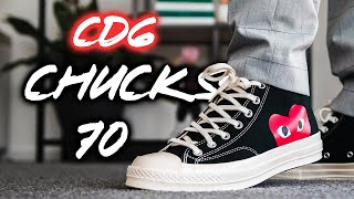 CDG Play x Converse Chuck 70 BlackWhiteRed Review amp OnFeet [upl. by Ecnatsnok750]