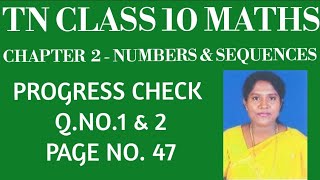 TNClass10 MathsSamacheer Chapter 2 Numbers amp Sequences Progress Check  Pg no47  Qno1 amp 2 [upl. by Gniy]