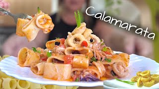 CALAMARATA Pasta con Calamari 🦑 Italian food [upl. by Artus753]